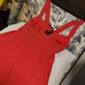 Ralph Lauren Red Linen Cross Back Dress